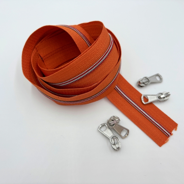 Feiner Reißverschluss Orange Silber Rot